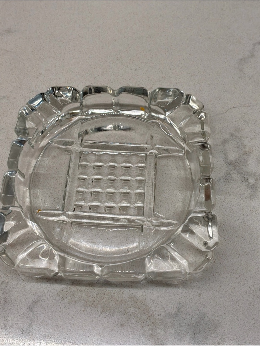 Vintage 3-1/4” Square and Round Design Ashtray
